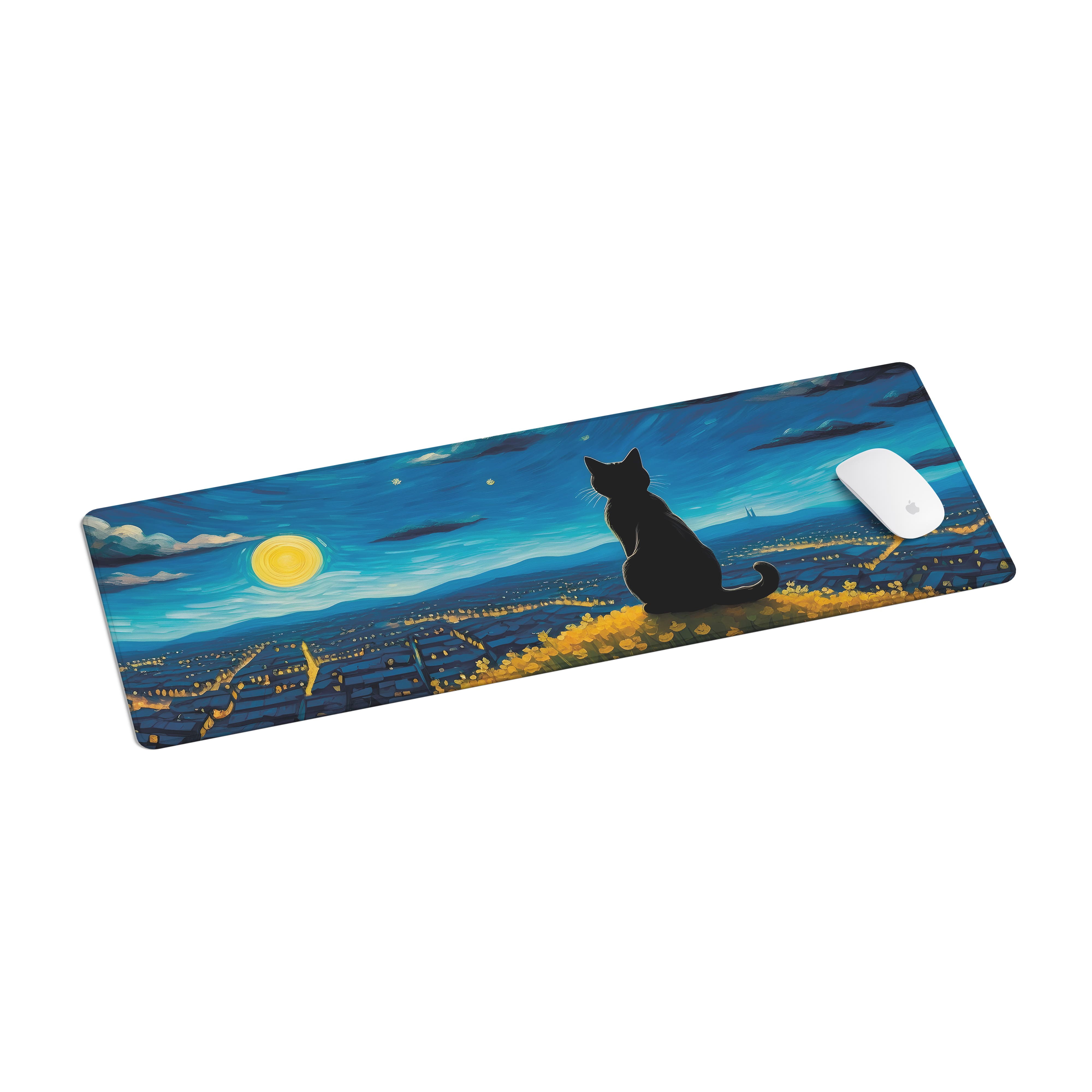 Mousepad Gato Noche Estrellada