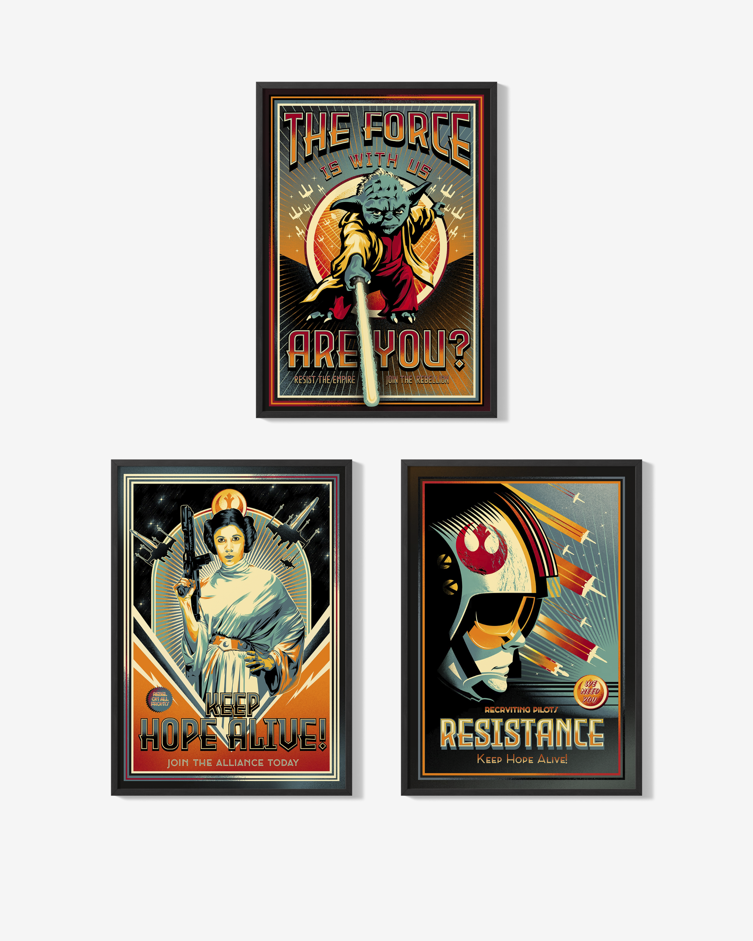 Set 3 Cuadros Star Wars Propaganda Rebelde