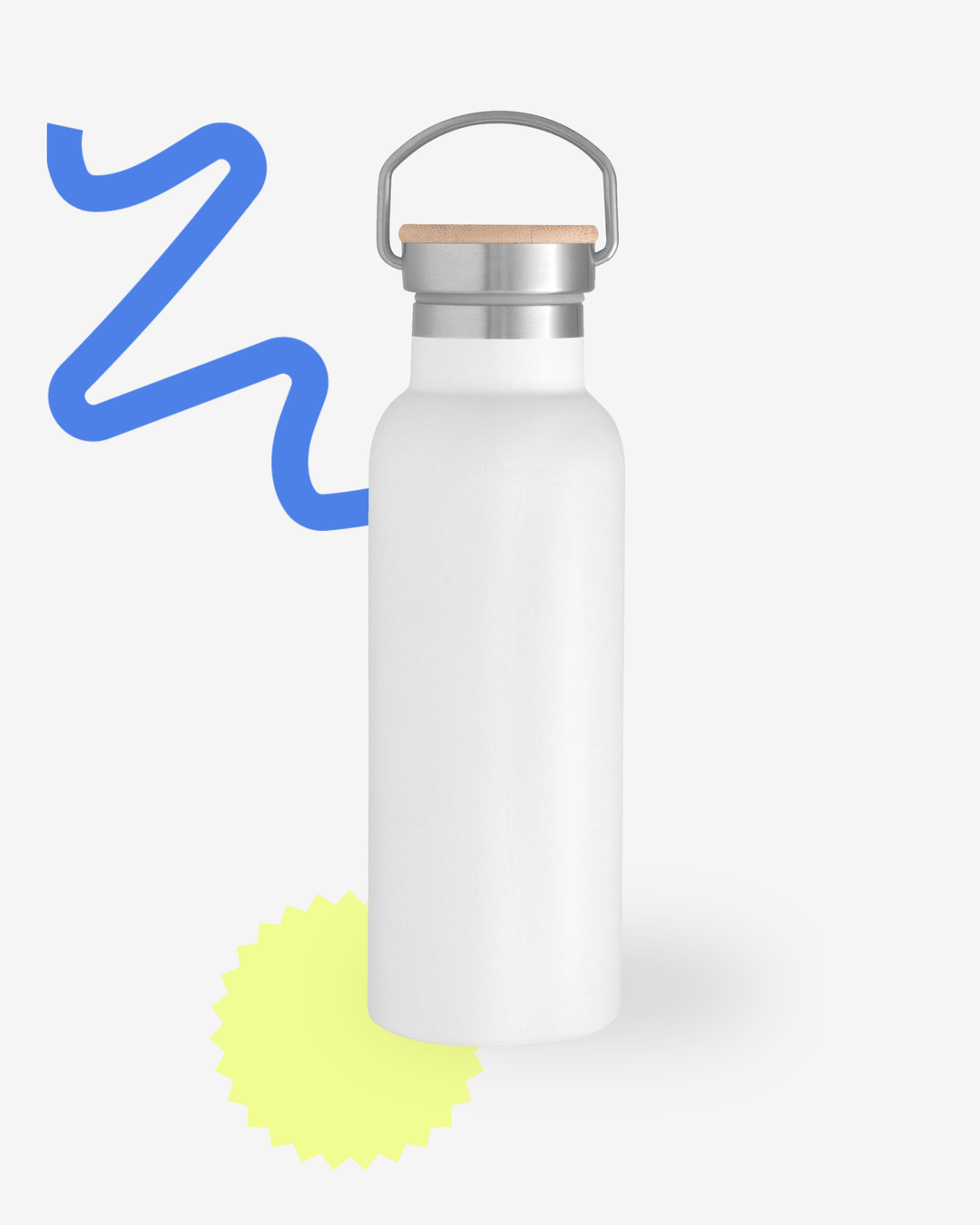 Botella de acero inoxidable personalizada con tapa de bambú y diseño sublimado